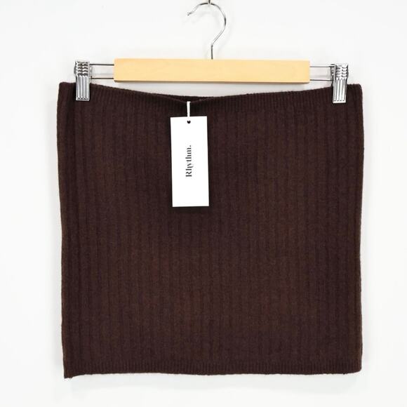 NWT Rhythm Mimi Soft Knit Wool Blend Tube Top In Chocolate Brown Size Large - Picture 3 of 7